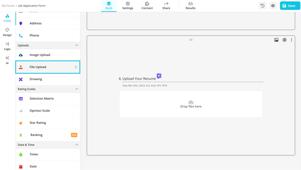 Bir dosya yükleme bölümü ekleyin