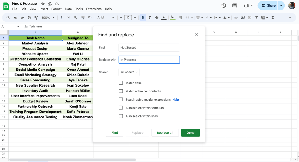 Type what you want to replace