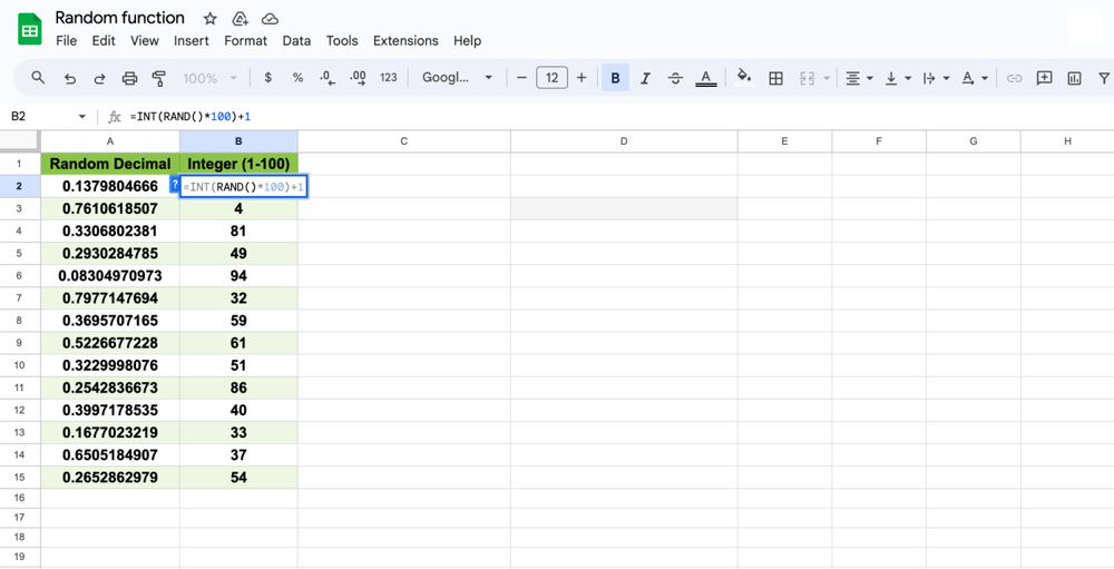 The INT(RAND) formula