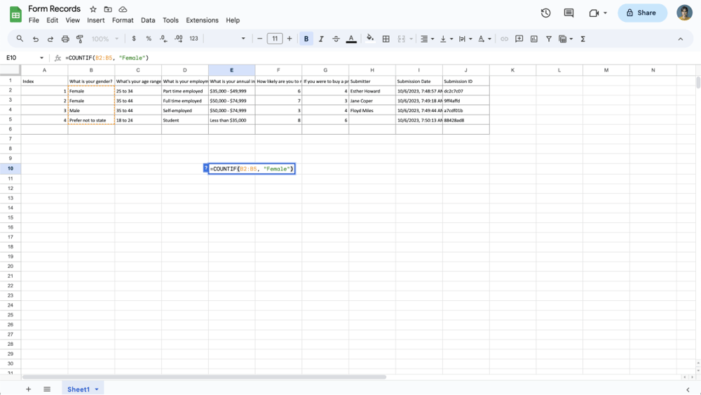Do the COUNTIF method