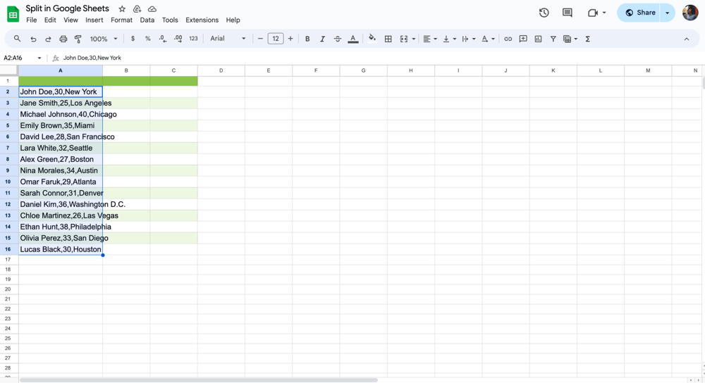 Choisissez les données