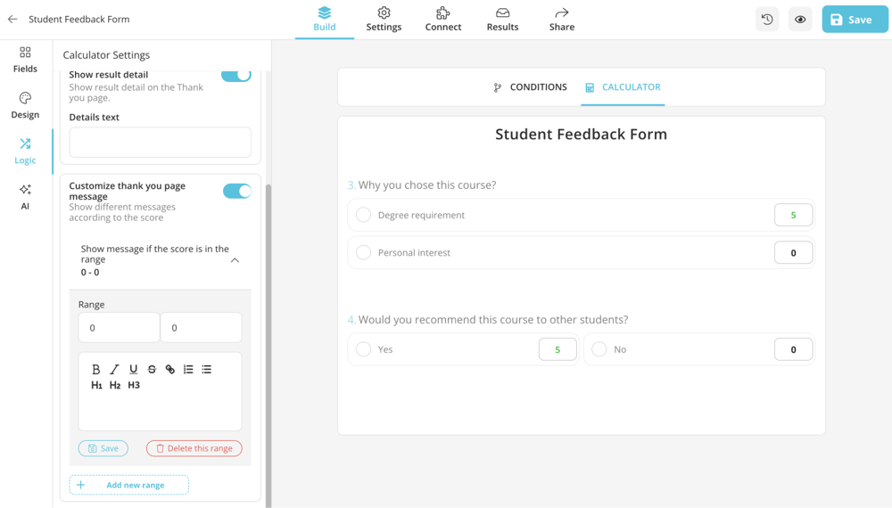 Add Thank-you page messages
