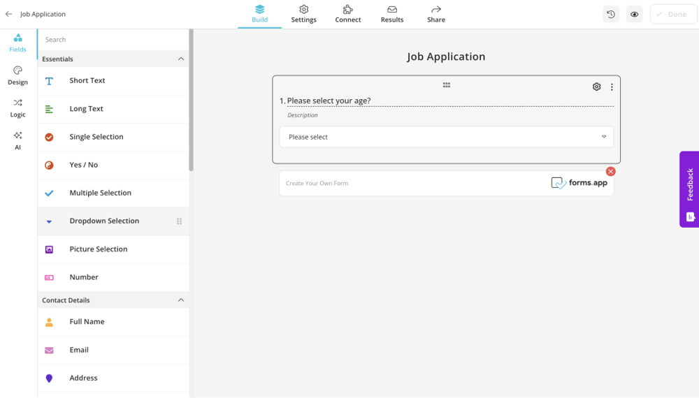 Click on dropdown selection