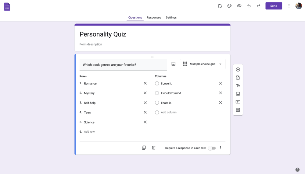 Prepare your multiple choice grid question