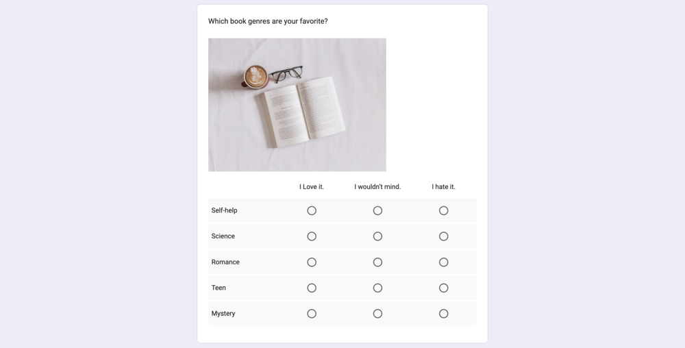 A sample multiple-choice question on Google Forms