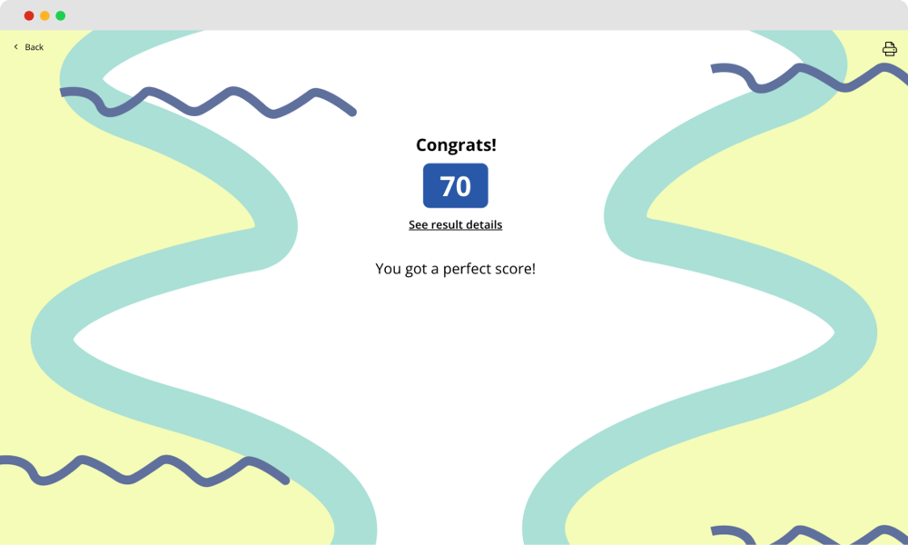 Showing an end result