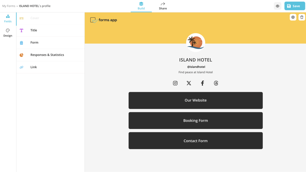 Add links, forms, and other fields