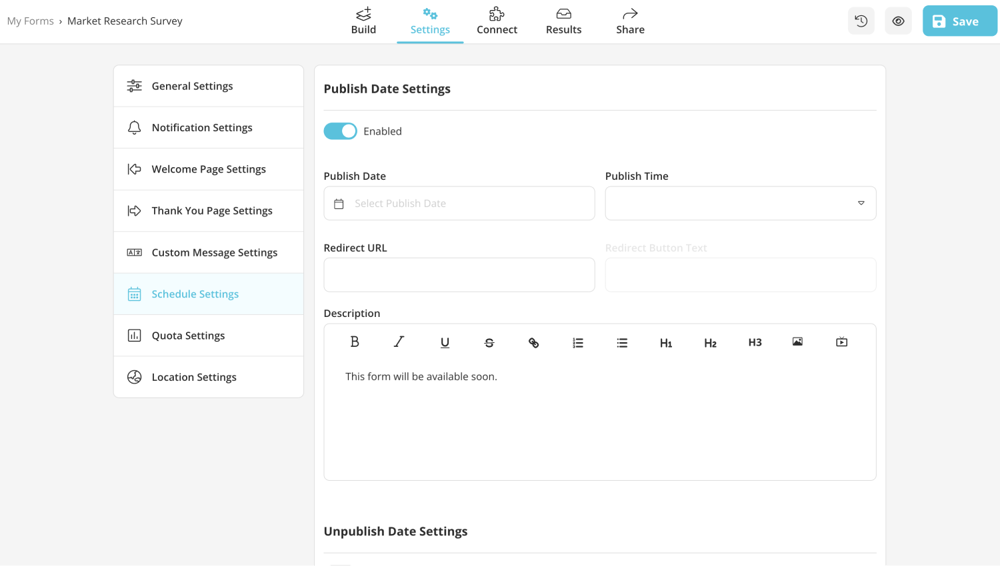 How to enable scheduling settings
