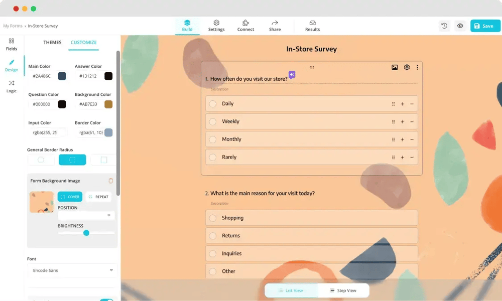 Customizing the design of your survey