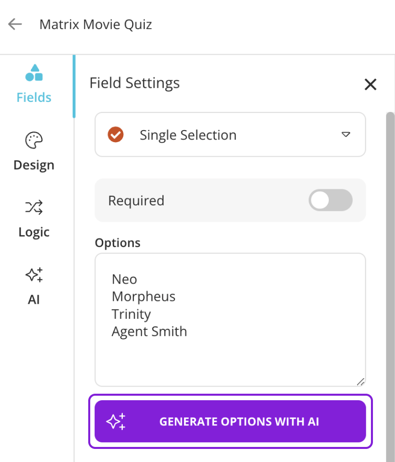 "Seçenek Oluştur" düğmesine tıklayın