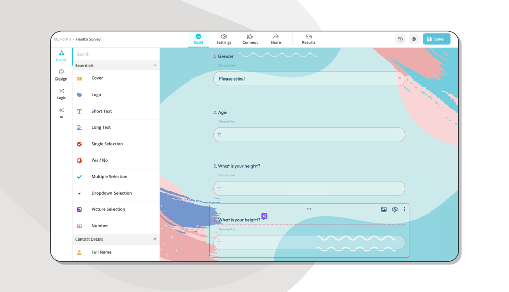 Agregue sus preguntas de encuesta de salud