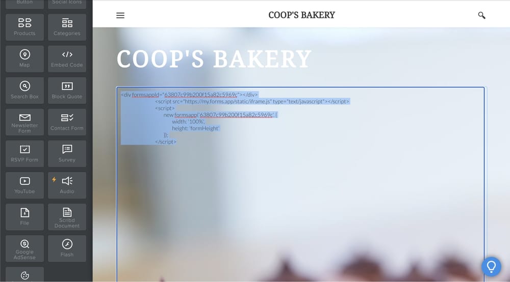 Paste the Iframe embed code