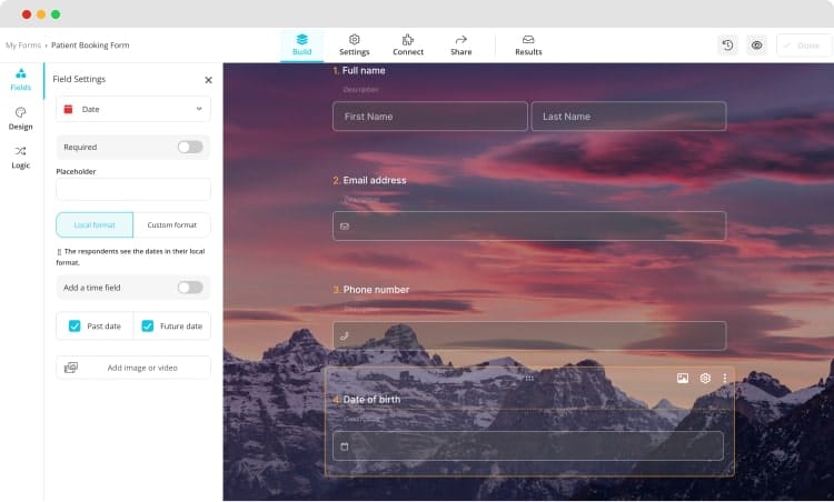 Ajoutez vos questions de réservation de patient