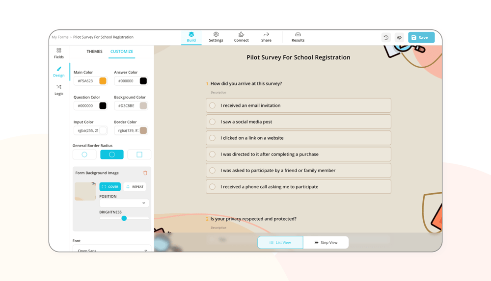 Anketinizin tasarımını özelleştirin