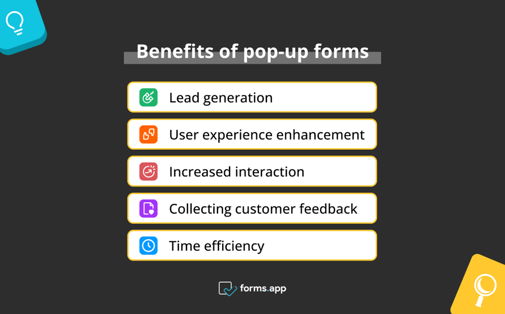 Advantages of pop-up forms