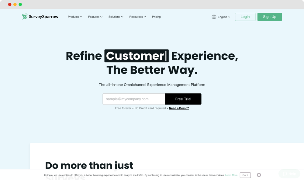 The Home Page of SurveySparrow