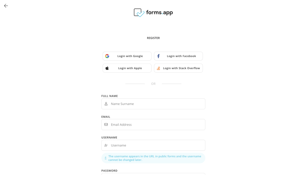 Sign up or log in to forms.app