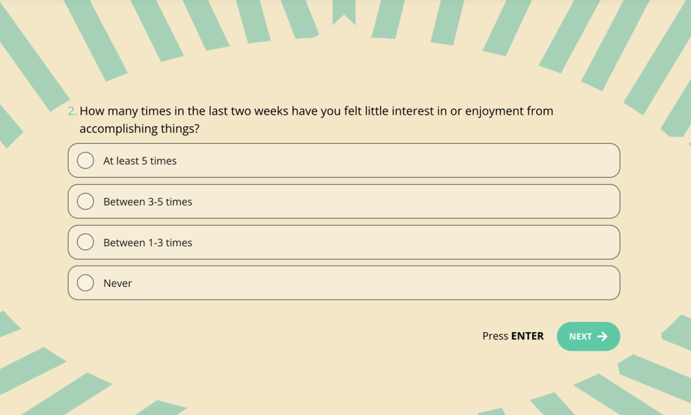 Self-report depression question example