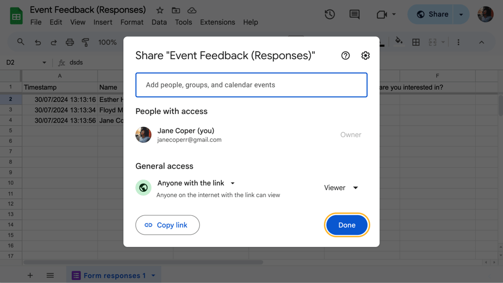Comparte tu Hoja de Cálculo