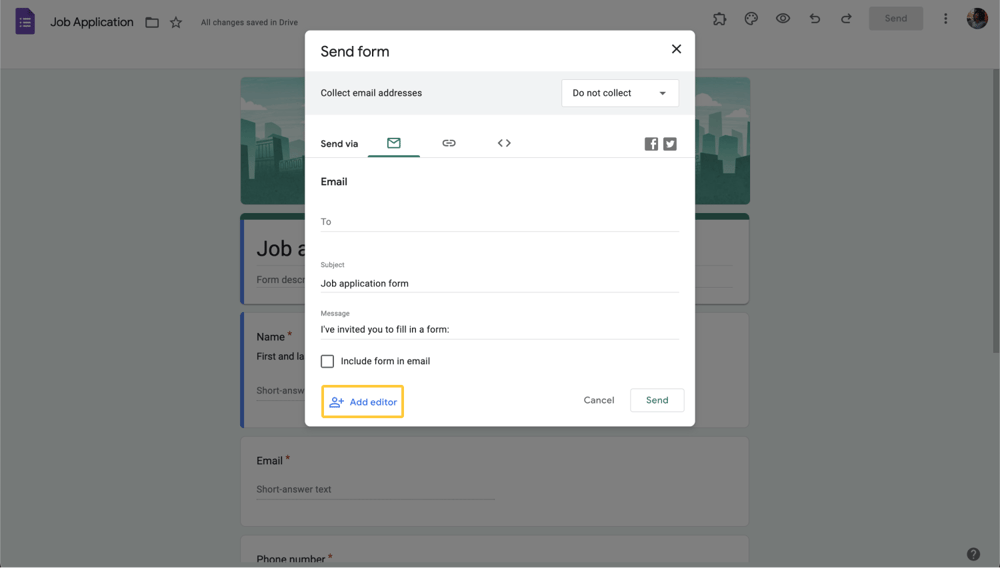 Click on the “add editor” option