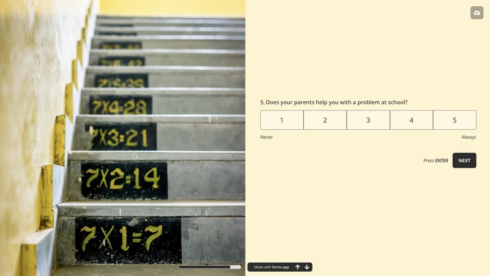 Eine Umfragefrage über die Beziehung zwischen Eltern und Kindern