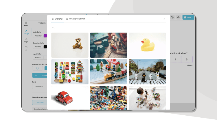 Anpassen des Designs Ihrer Umfrage