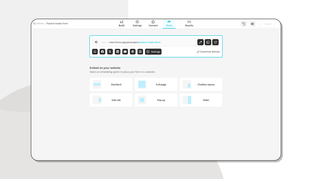 Choosing a sharing option for your quiz