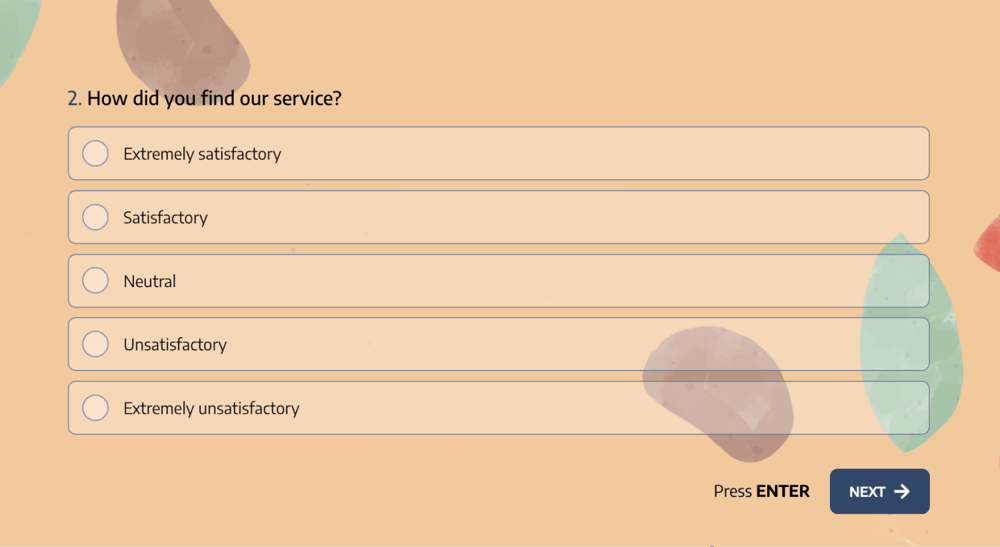 An ordinal scale question example