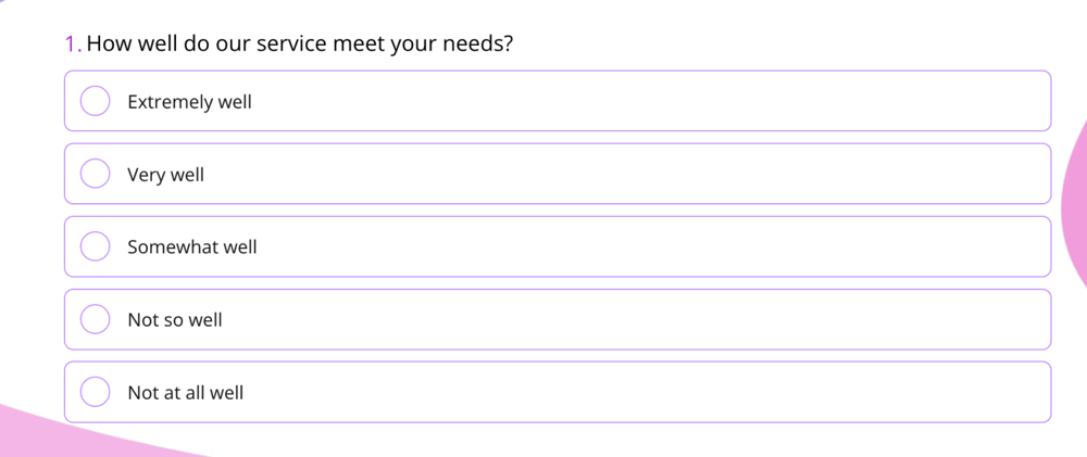 A single selection question
