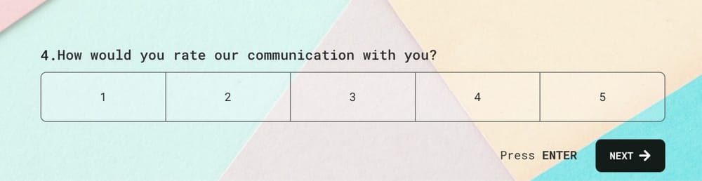 An opinion scale question