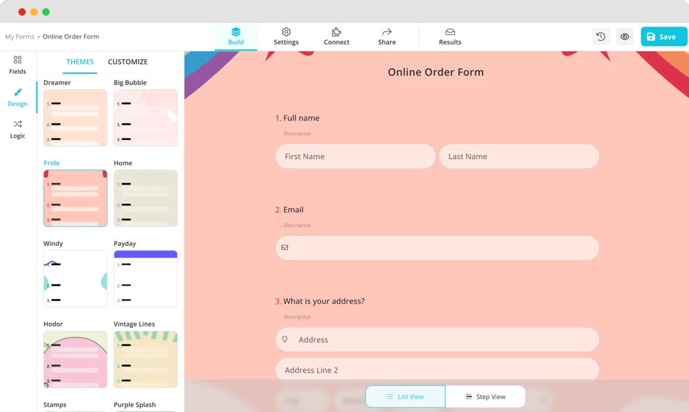 Tasarıma bölümünü açın