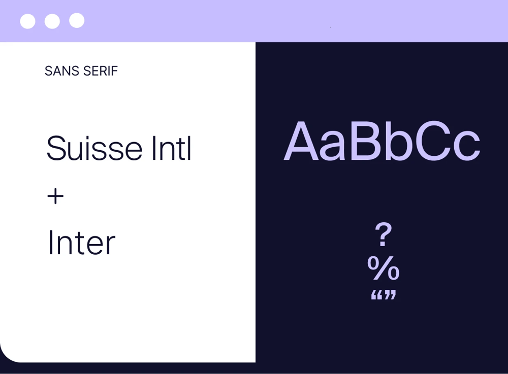 The new typefaces used in the redesign: Suisse Intl and Inter
