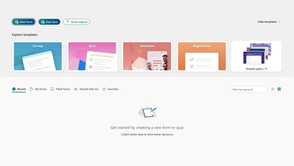 Öffnen Sie Ihr MS Forms-Konto
