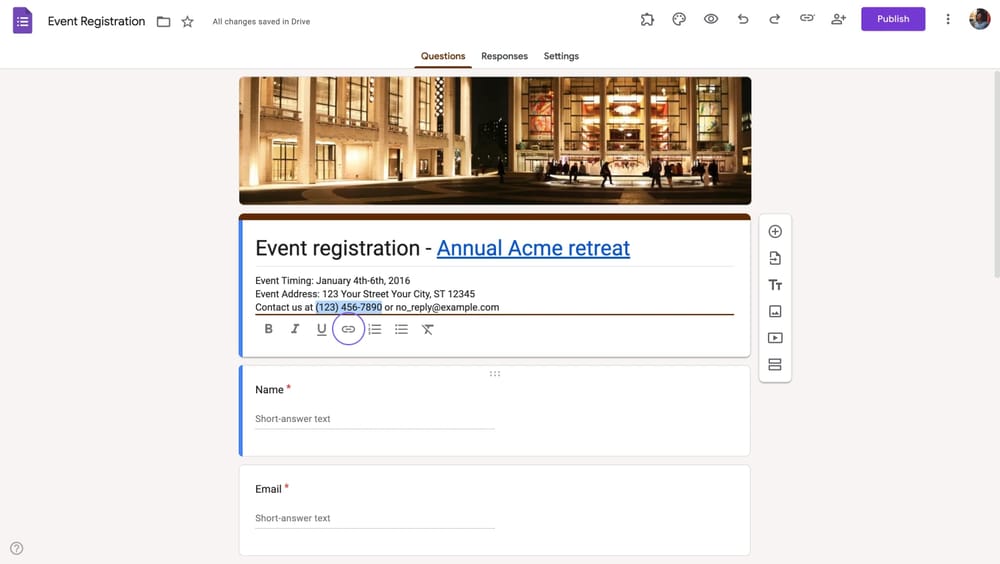 Selecting a phone number text on Google Forms