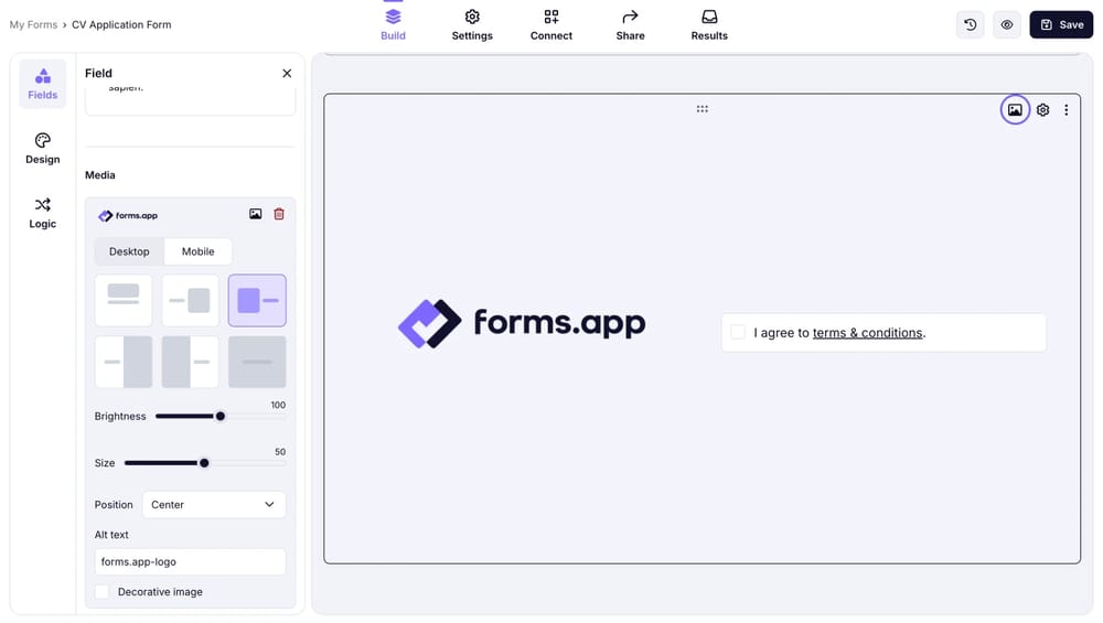 Adicionando um logotipo a uma pergunta