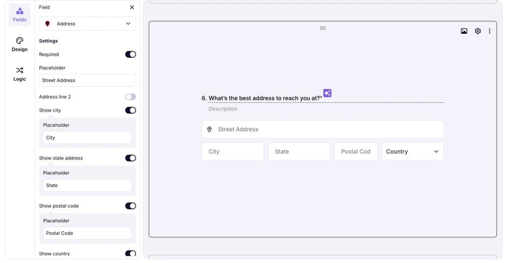 An image showing an example of the “Address field” in the form