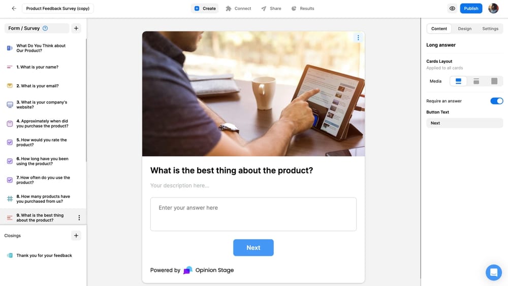 Workspace of Opinion Stage