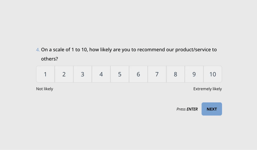 Um exemplo de pergunta de escala de classificação
