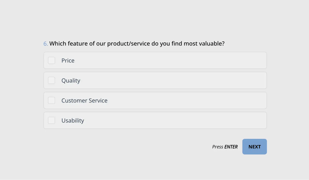 Um exemplo de pergunta de múltipla escolha