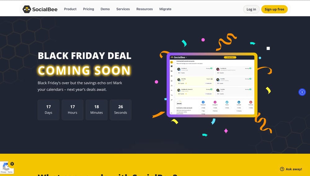 Discount page of SocialBee