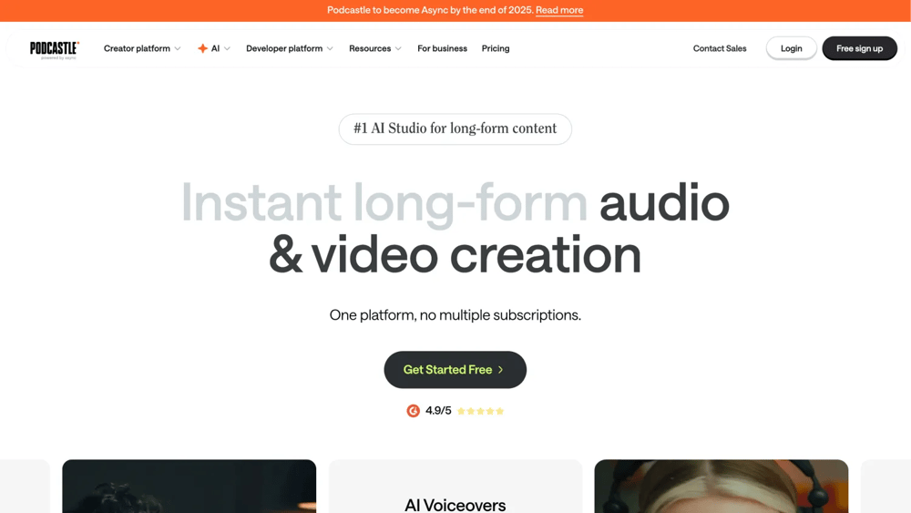 Homepage of Podcastle