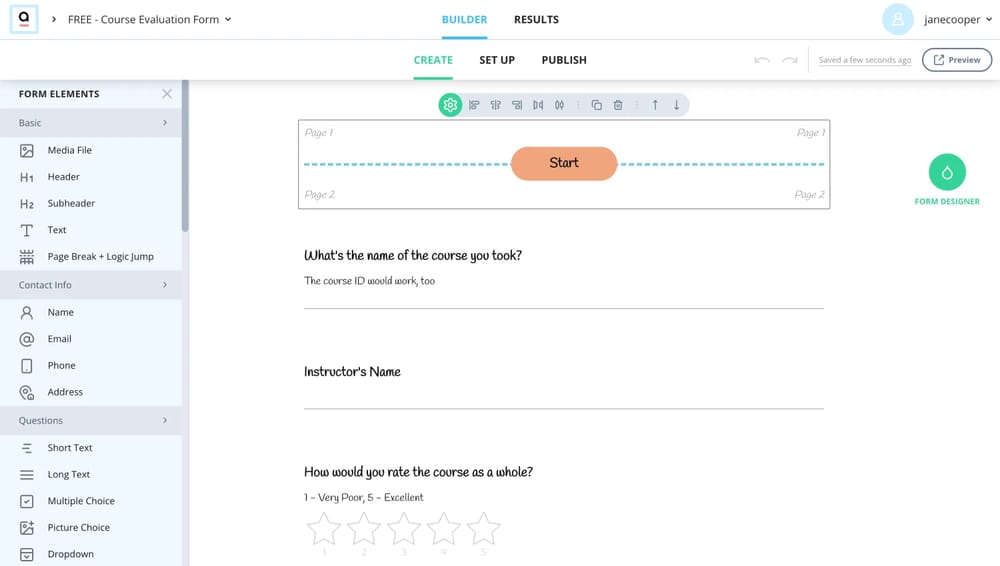 Workspace of Aida Form