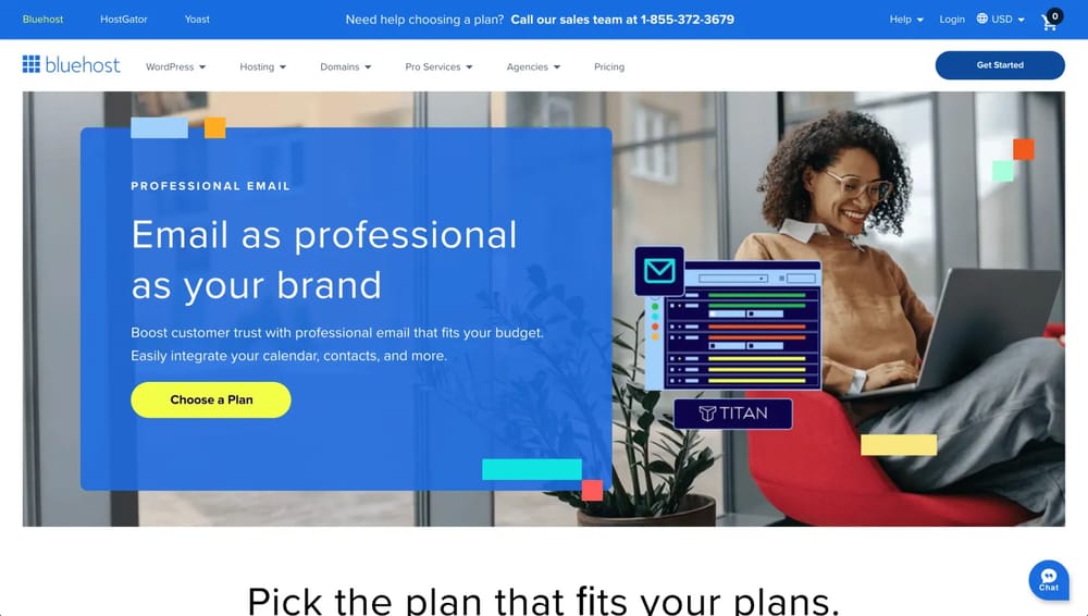 Homepage of Bluehost Email