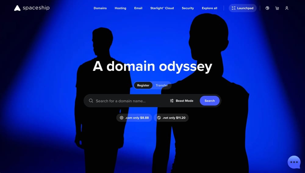 Homepage of Spacemail