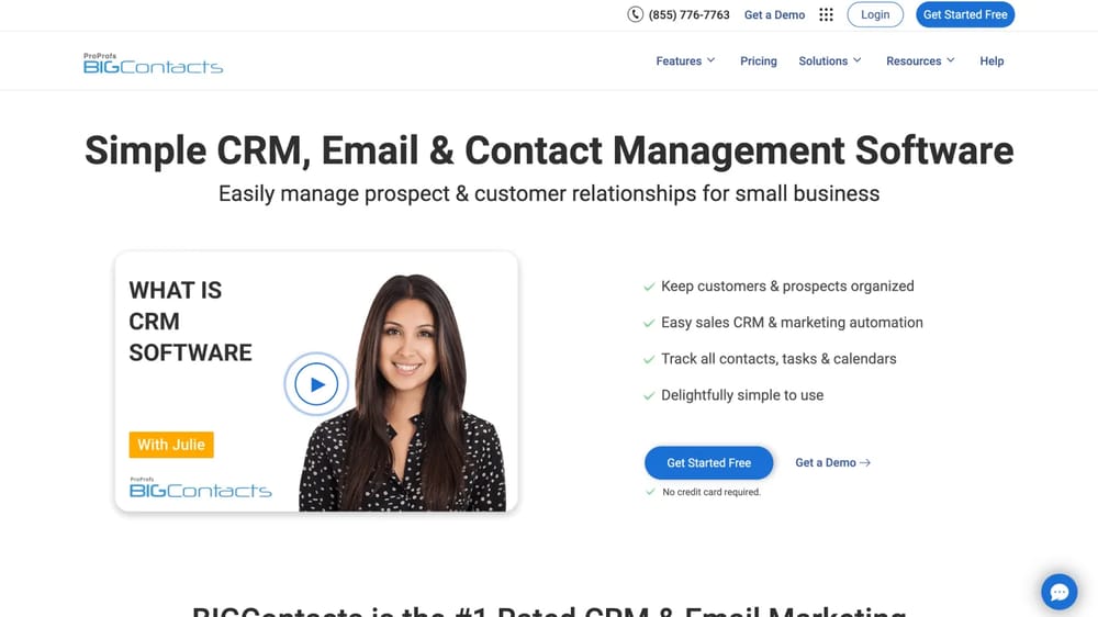 The CRM page of BigContacts CRM