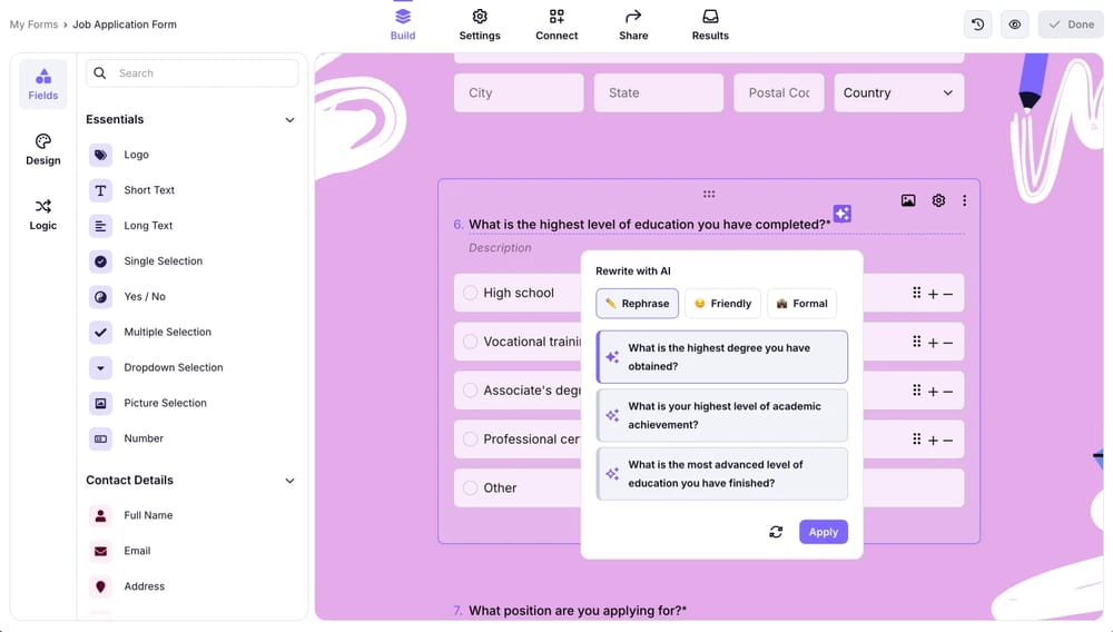 Use AI to rephrase questions