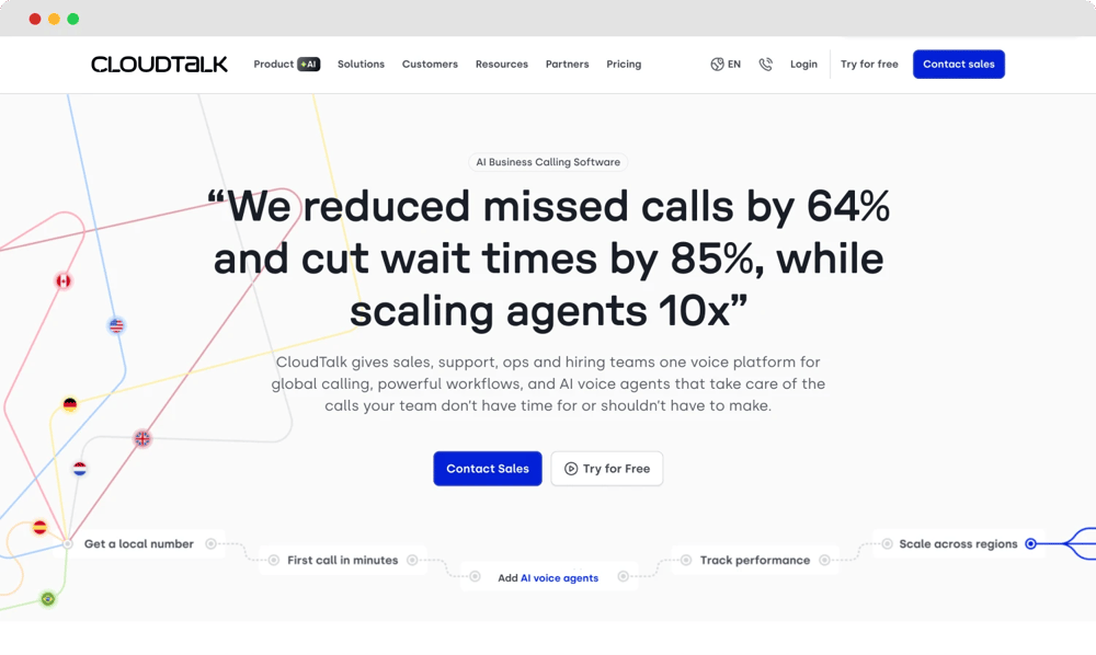 The homepage of CloudTalk