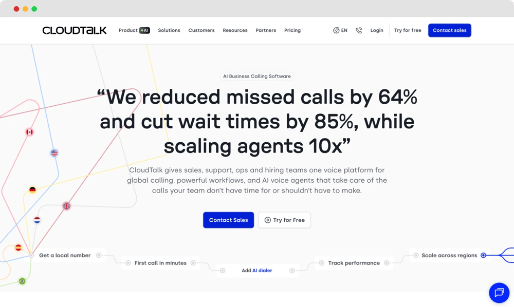 The homepage of CloudTalk