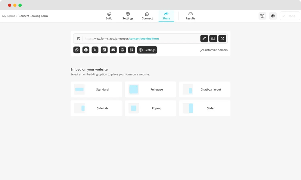 Embed and share your form