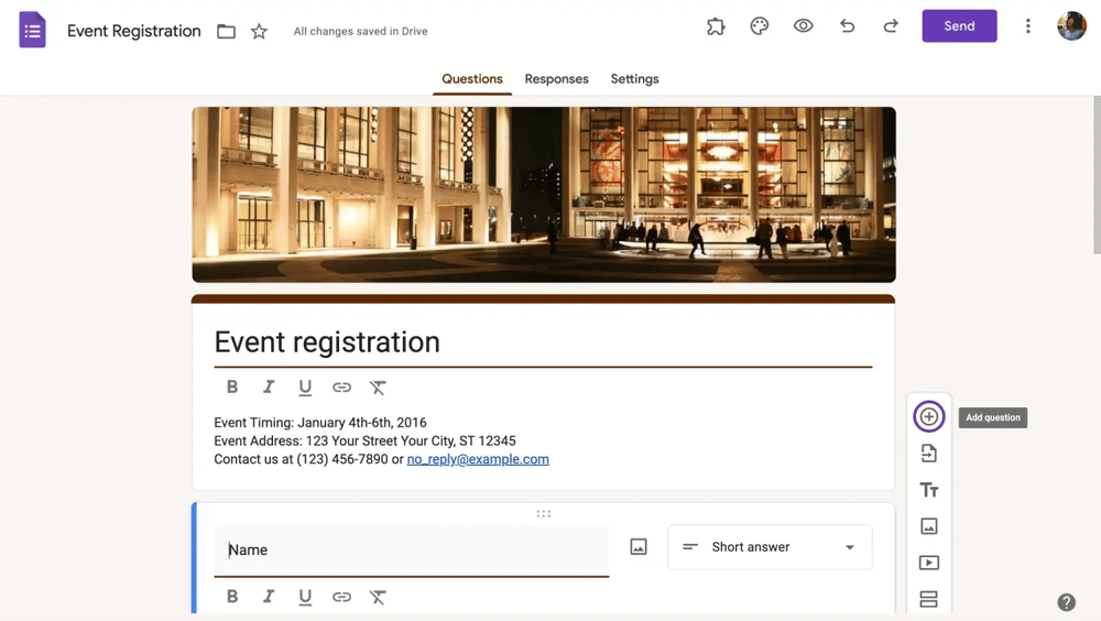 Add your questions to your form